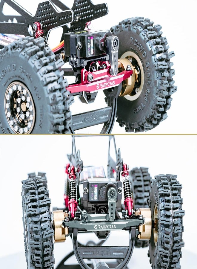سيرفو توجيه RampCrab مع ذراع سيرفو لسيارة التحكم عن بعد AX24 SCX24، قطع غيار مُحسّنة لسيارات Axial SCX24 وAX24، ذراع أسود - Image 4